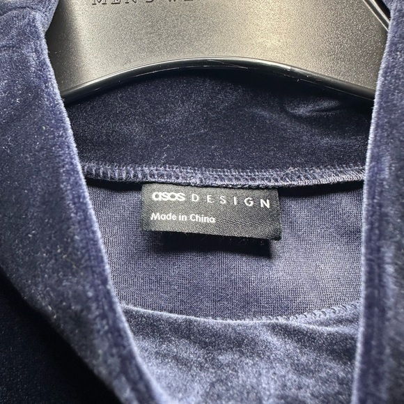 Navy Blue Velour Turtleneck - Picture 4 of 4